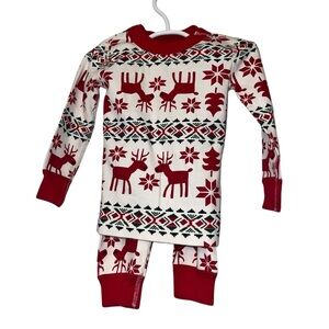 Hanna Andersson Red and White kids Nordic deer winter Pajamas 85 2T